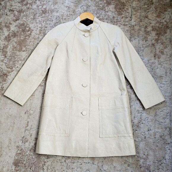 Club Monaco NWT XSmall Bone Tumbled Leather Jacket - Picture 1 of 17